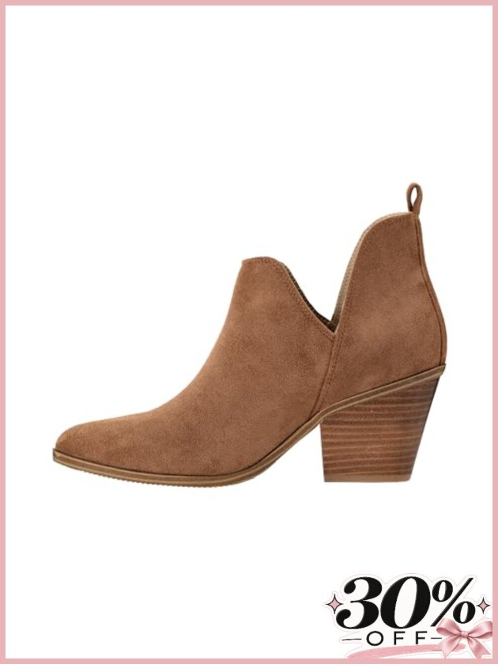 Stacked Heel Slip-On Ankle Booties with Memory Foam Insoles